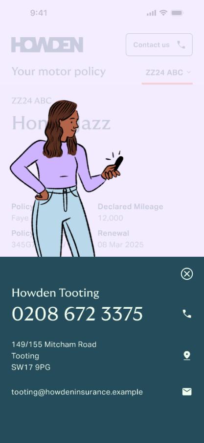 Contact us screen
