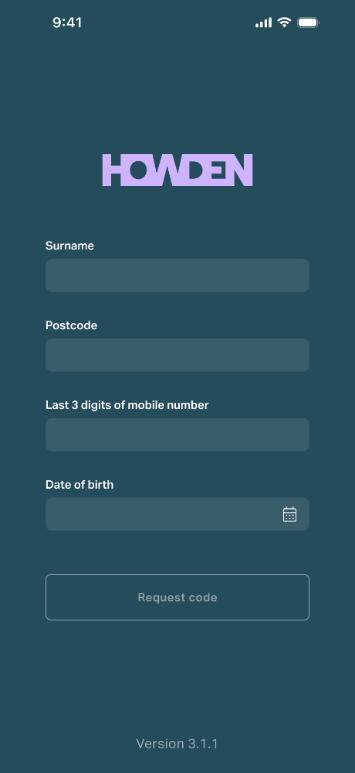 Login screen