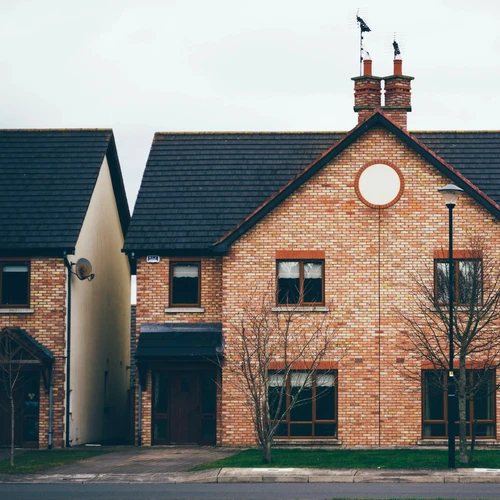 Front of modern brick rent house