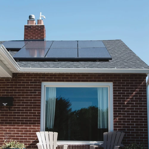 Solar panels on modern home