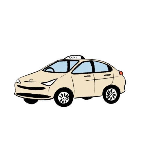 a yellow taxi cartoon