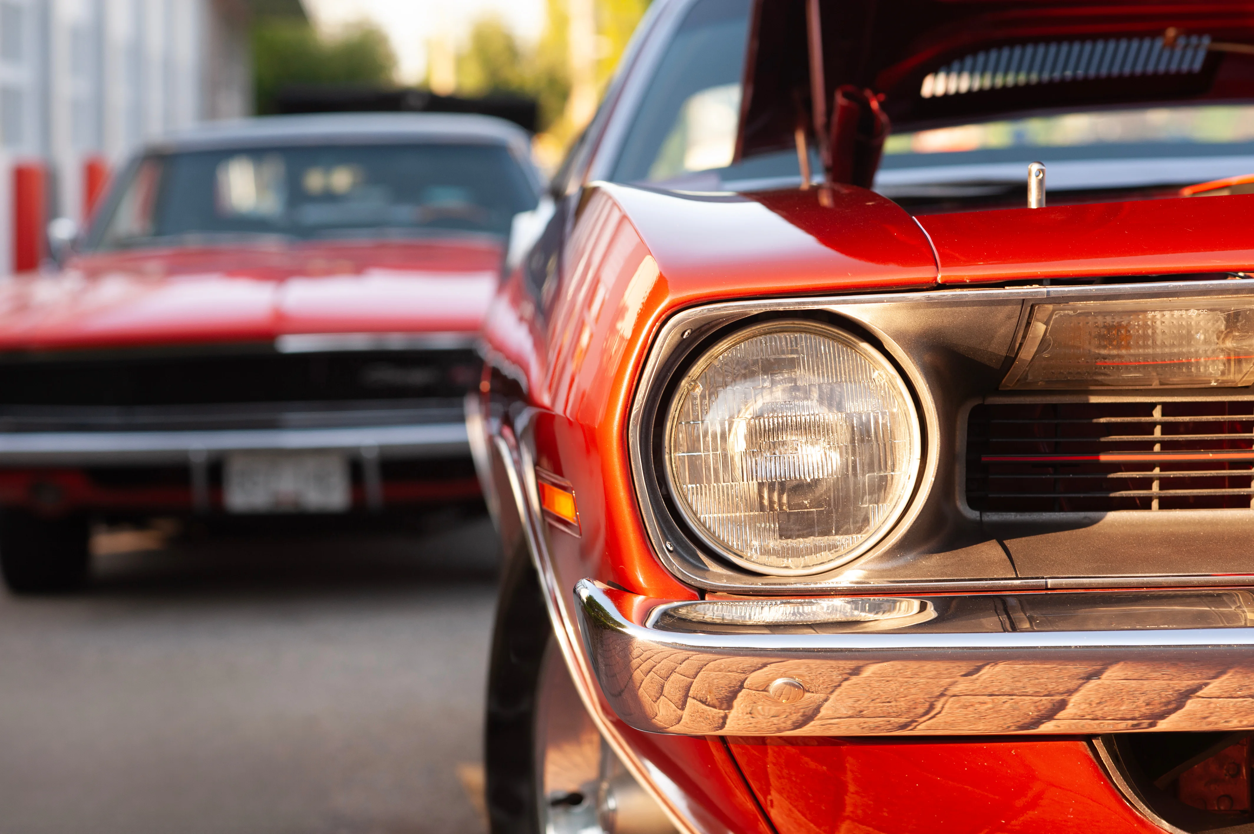 Two Red Classic Cars